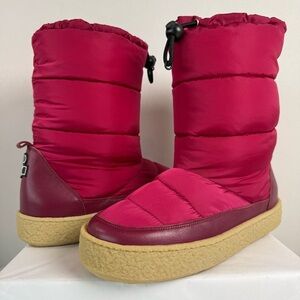 Isabel Marant Zerik Quilted Nylon Platform Winter Boots Size 38 In Raspberry